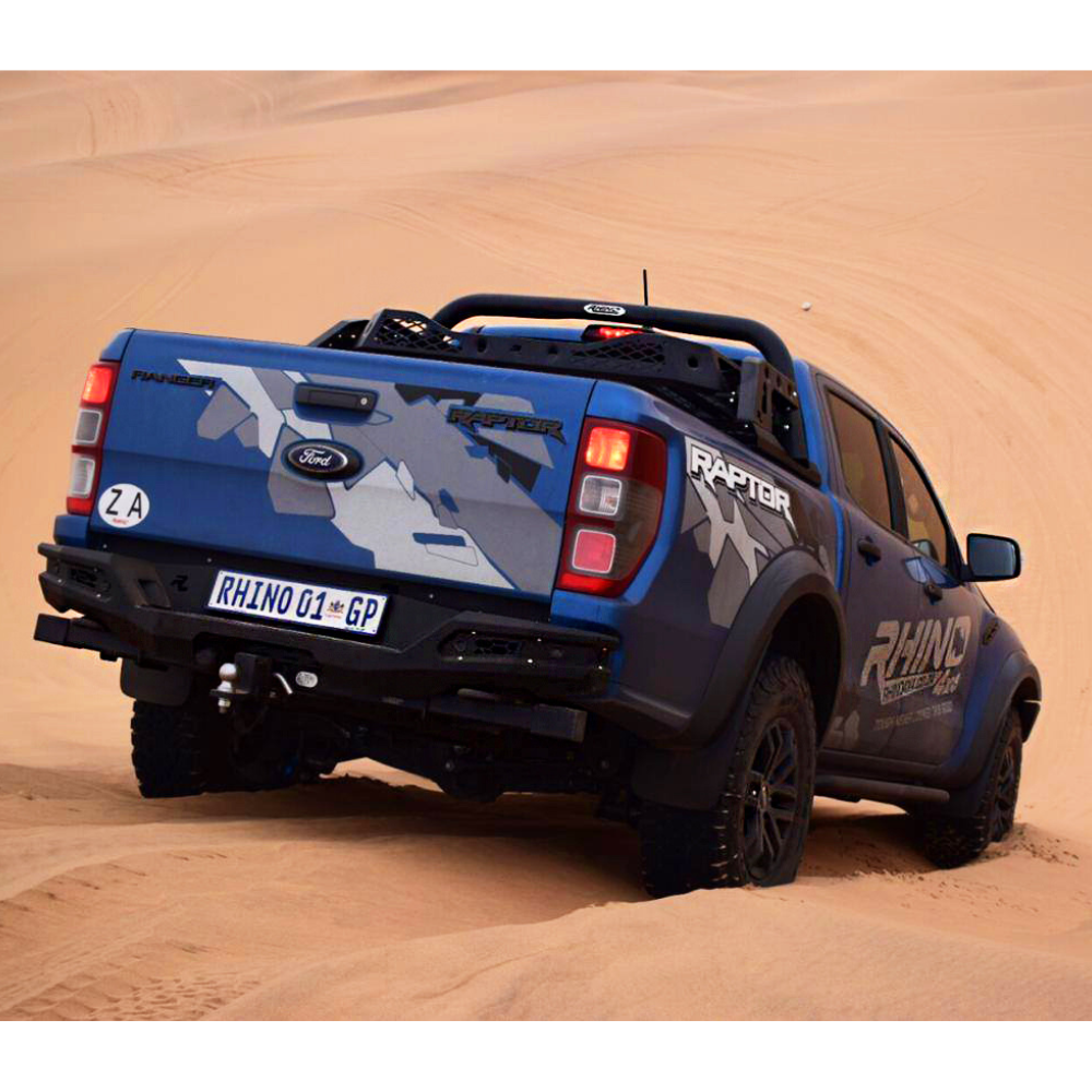 Bumper Trasero Rhino 4x4 Evo 3 Para F Ranger Raptor 2019+ C/ Sensores Negro Epoxi