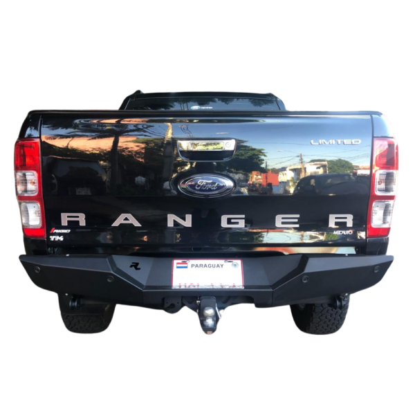 Bumper Trasero Rhino 4x4 Evo 3 Para F. Ranger 2012+ Con Sensor, Negro Epoxi
