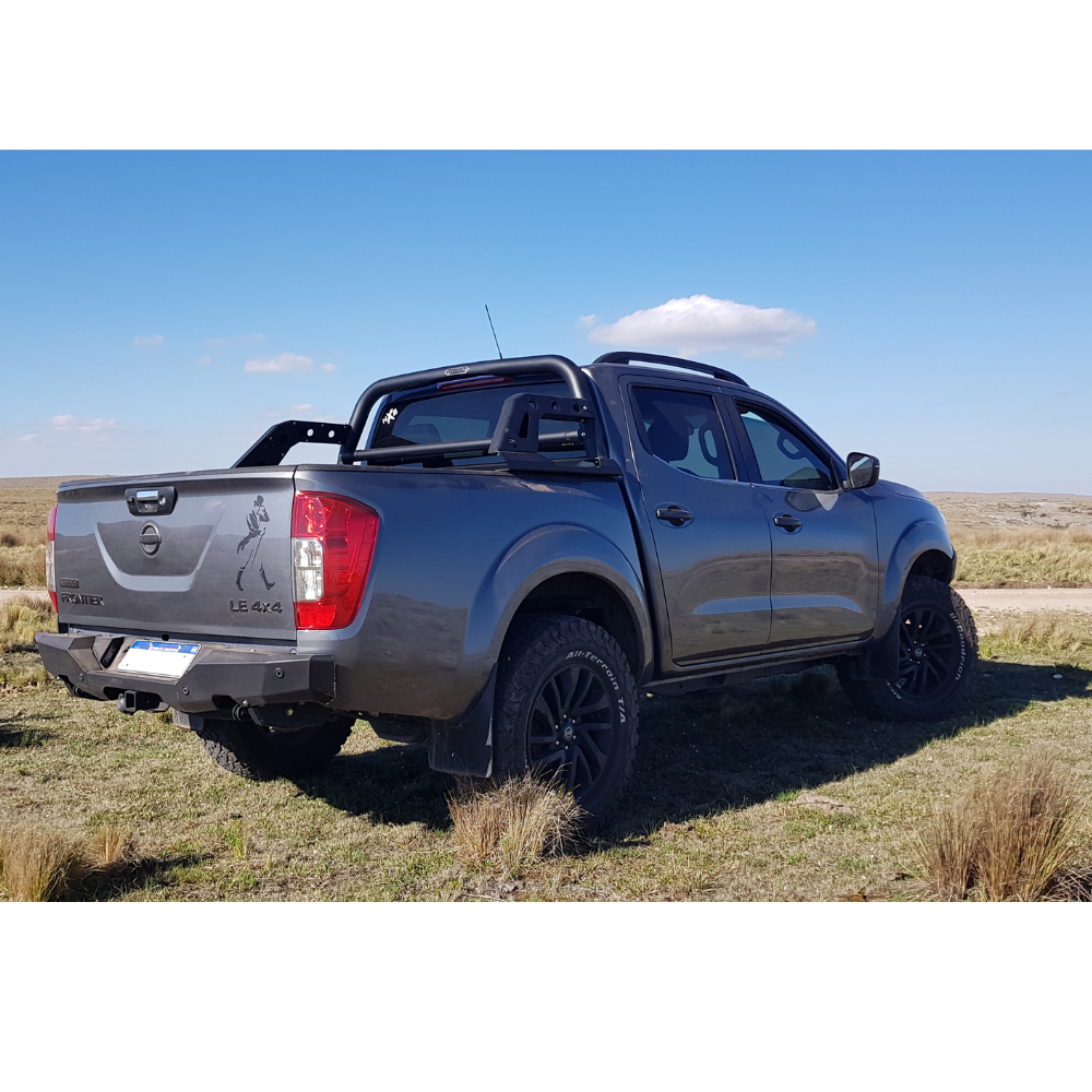 Bumper Trasero Rhino 4x4 Evo 3 Para N Frontier Np300 16+ Con Sensor, Negro Epoxi