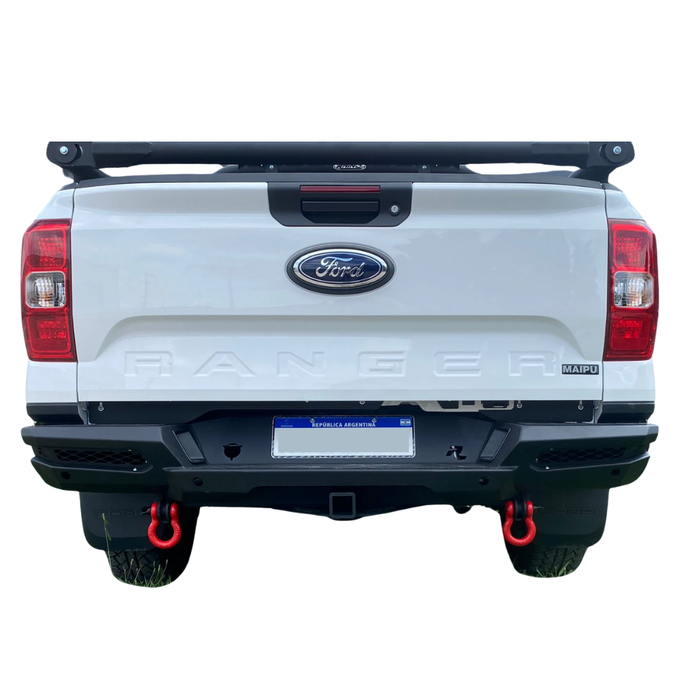 Bumper Trasero Rhino 4x4 Evo 3d Para F. Ranger 2023+ Con Sensor, Negro Epoxi Para Uso Off Road