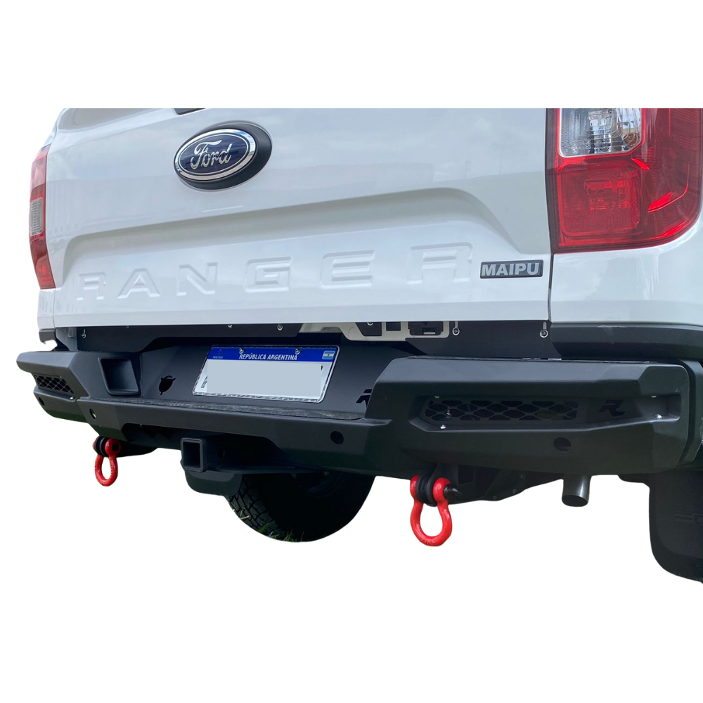 Bumper Trasero Rhino 4x4 Evo 3d Para F. Ranger 2023+ Con Sensor, Negro Epoxi Para Uso Off Road