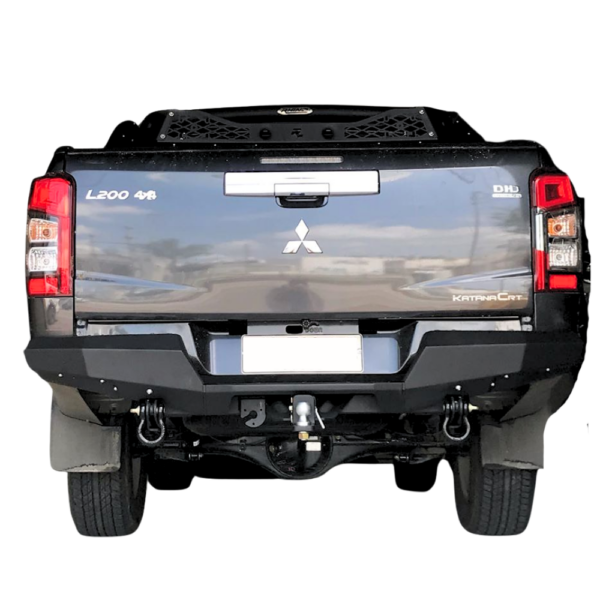 Bumper Trasero Rhino 4x4 Evo 3d Para Mit. L200 Mr Con Sensores De Estacionamiento Negro Epoxi