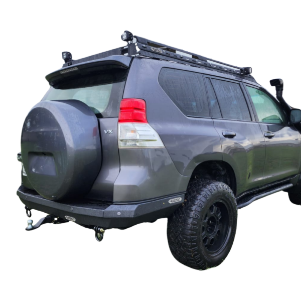 Bumper Trasero Rhino 4x4 Para T Land Cruiser Prado Serie 150, Pintado Epoxi Negro, Para Uso Off Road
