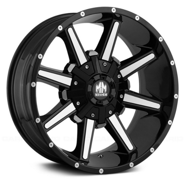 Llanta Mayhem Arsenal 8104 Gloss Black Machined Face 17x9 5x114 5x127 +18 Cb87