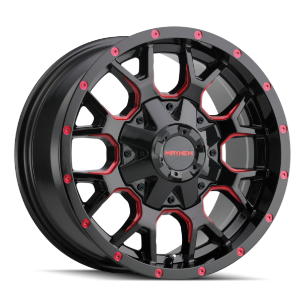 Llanta Mayhem Warrior 8015 Black W/prism Red 17x9 6-135/6-139.7 -12mm 106mm