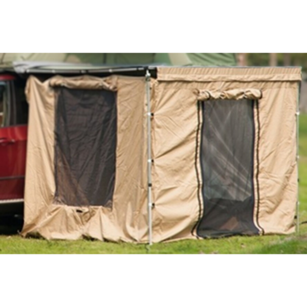 Toldo Lateral Comedor 250x250 Cm / Color Marron Claro Con 2 Ventanas Y 1 Puerta - Incluye Mosquitero